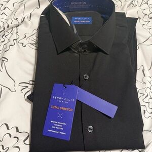 Perry Ellis Premium Black Total Stretch Dress Shirt- L 16 34/35